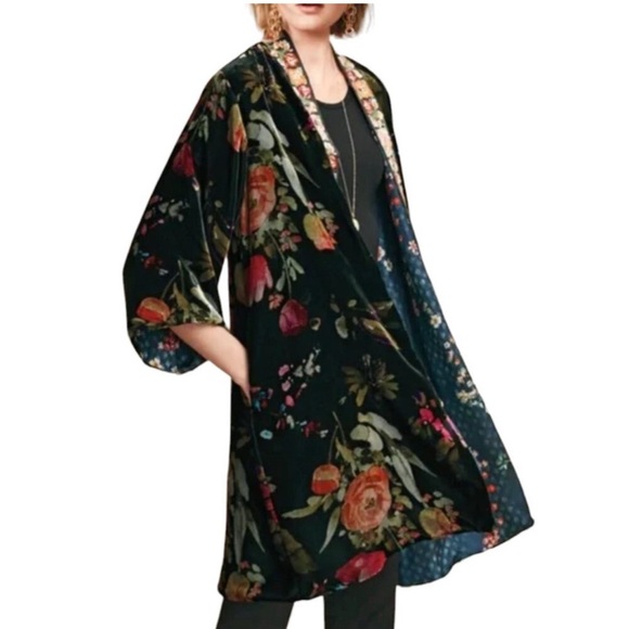 NEW Johnny Was Kehlani Kimono Womens Petite XXL Velvet Silk Boho Floral NWT - Picture 2 of 9